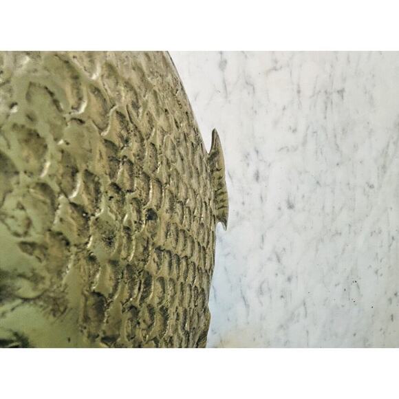 Vintage Brass Fish Shaped Trinket Dish Small Plate 8.5” Length 3D Scales Patina - Picture 11 of 13